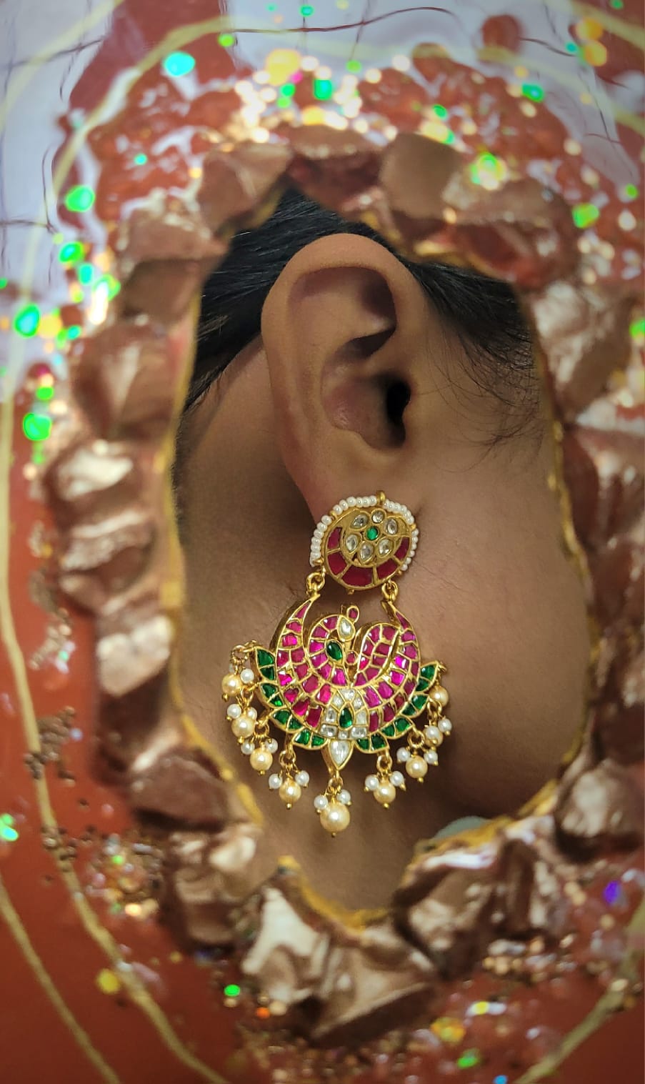 Peacock Chaandbali Jhumka