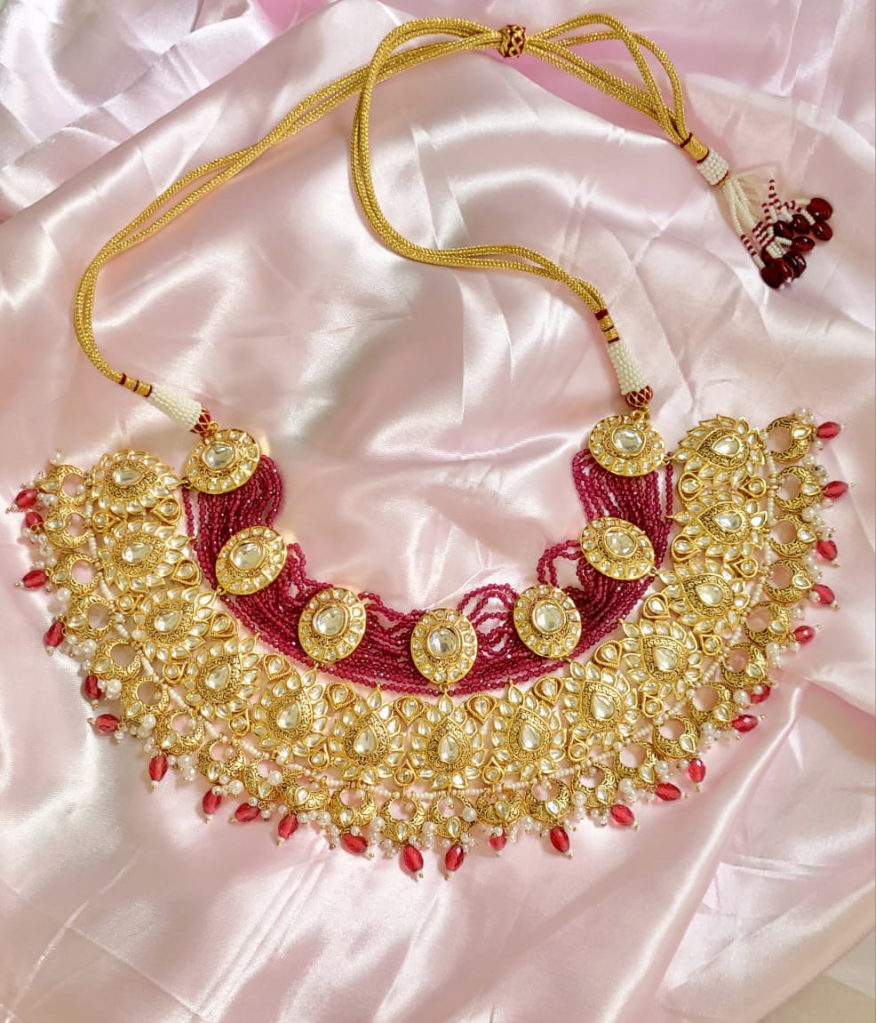 Rajwadi Polki Necklace Set