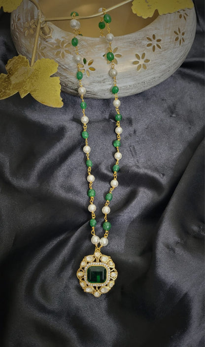 Polki Emerald Pendant Chain