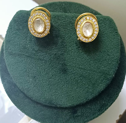 Polki Oval Studs