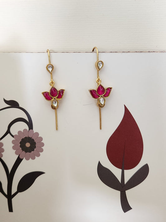 Pink Lotus Charm Ear Cuffs