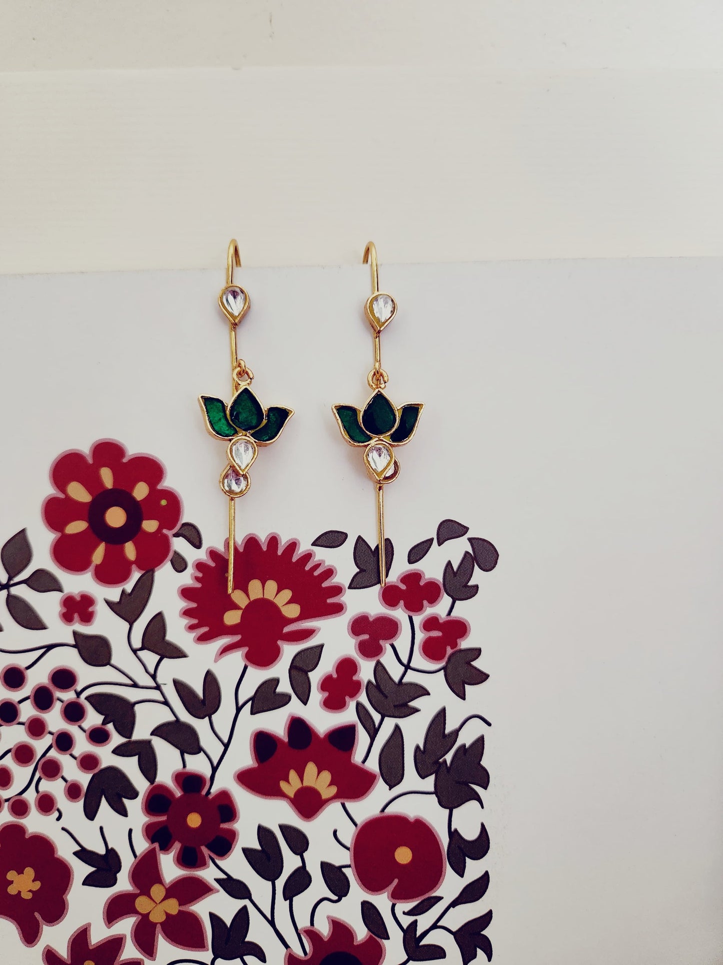 Green Lotus Charm Ear Cuff