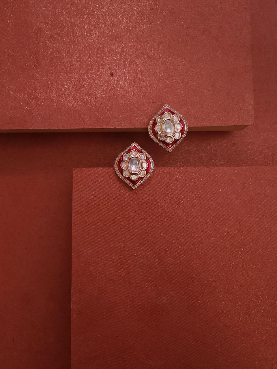 Trikone Polki Stud Earrings