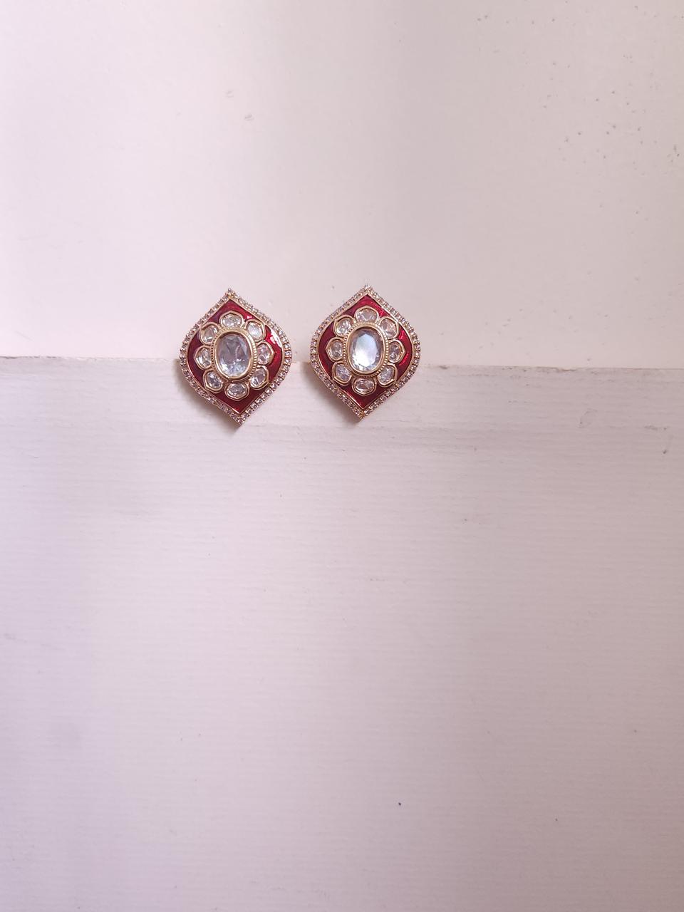 Trikone Polki Stud Earrings