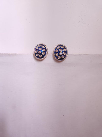 Blue Versatile Polki Studs Earrings