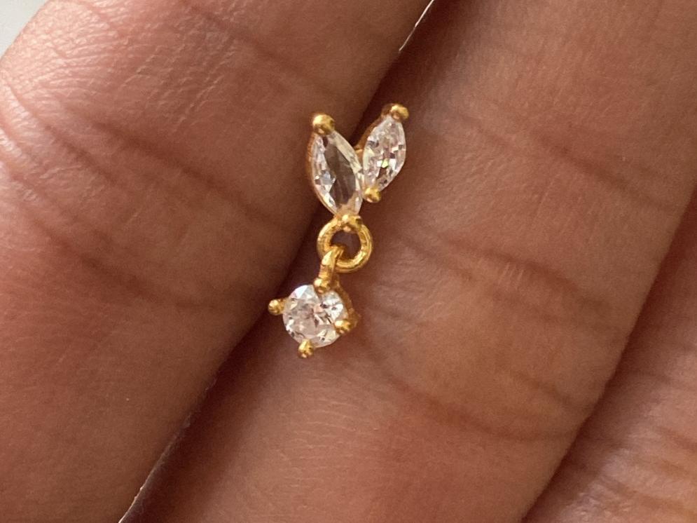 Twin Petal Drop 925 Sterling Silver Nose Pin for Women