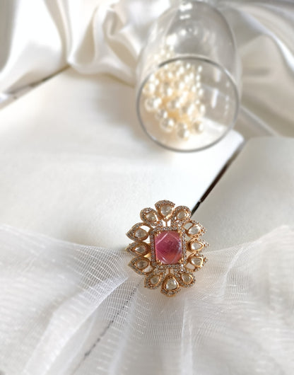 Polki Ring Red