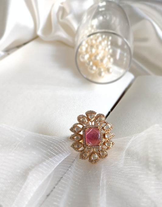 Polki Ring Red