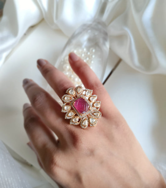 Polki Ring Red