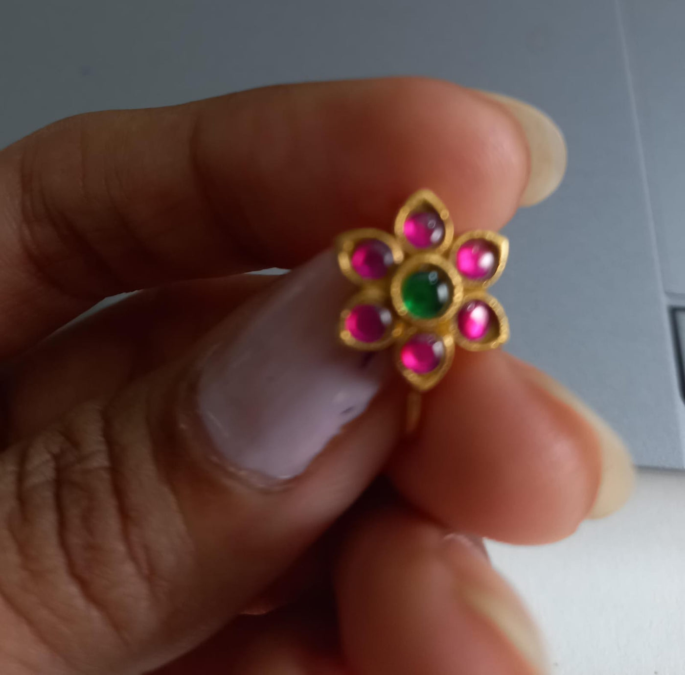 Kundan Silver Nosepins