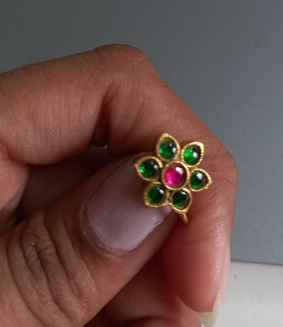 Kundan Silver Nosepins