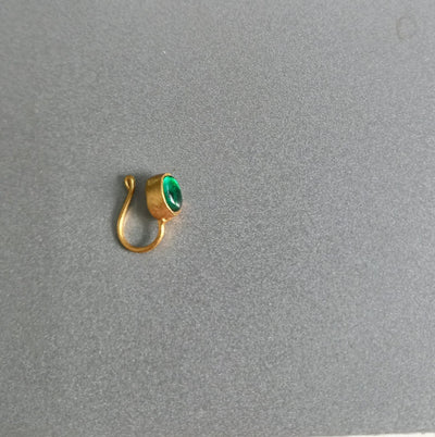 Kundan Oval Upin Silver Nosepins