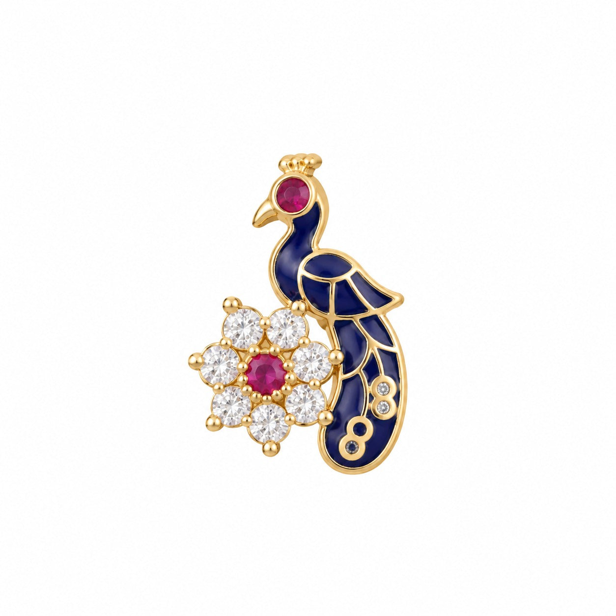Peacock 925 Sterling Silver Nose Pin for Women