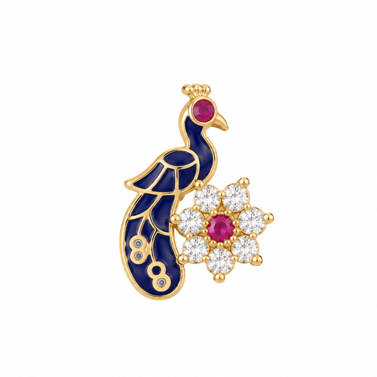 Peacock 925 Sterling Silver Nose Pin for Women