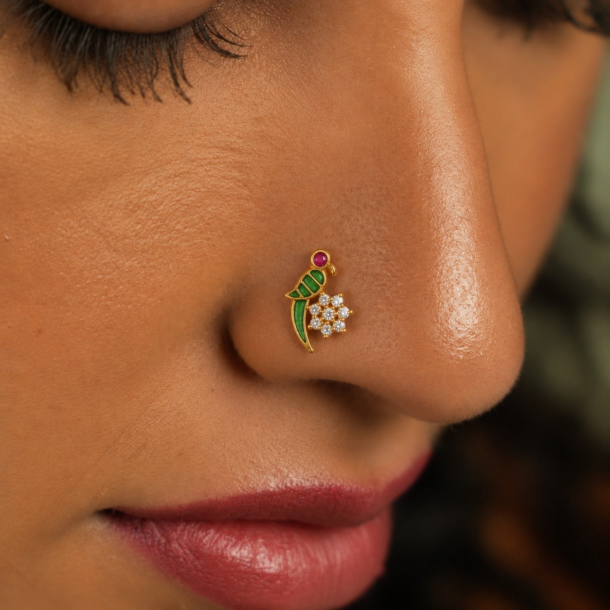 Parrot 925 Sterling Silver Nose Pin for Women