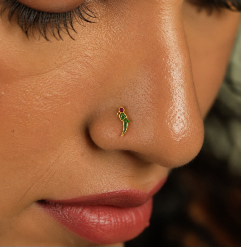 Parrot 925 Sterling Silver Nose Pin for Women