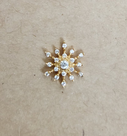 Silver nosepins featuring traditional motifs with a modern design twist, displayed on a neutral background.