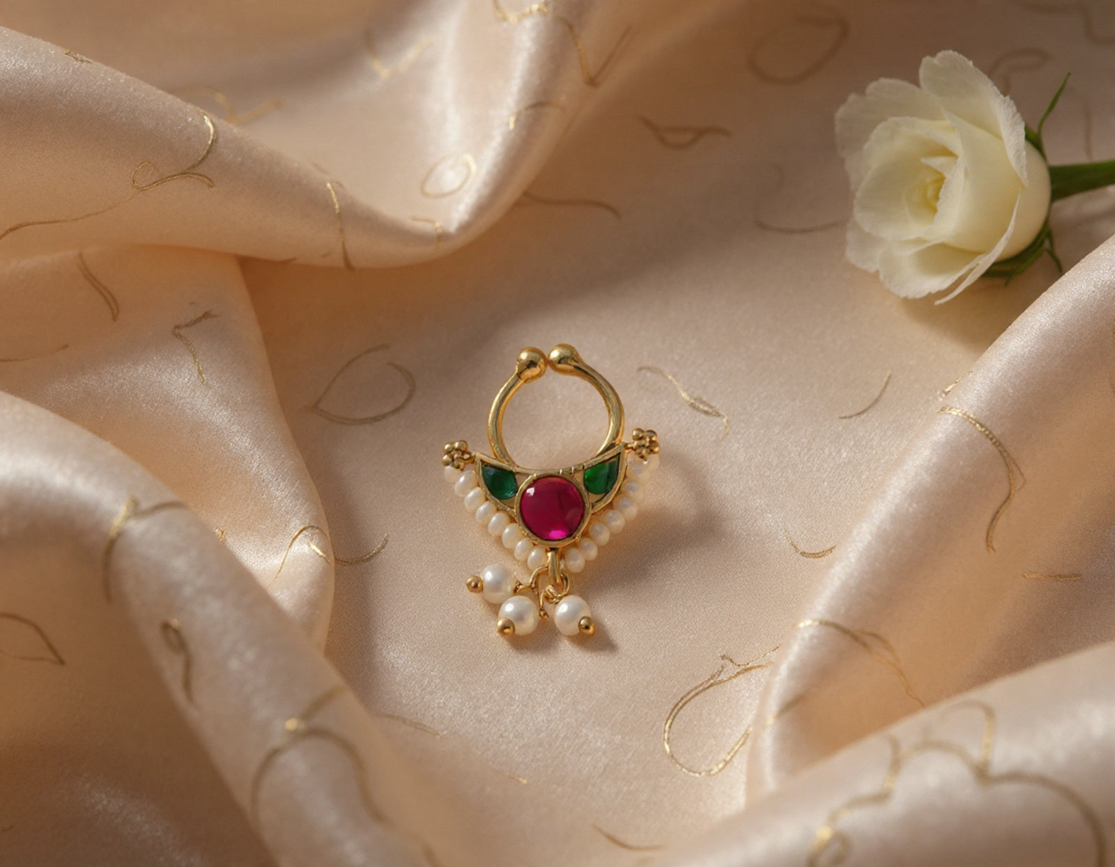 Silver 925 Kundan Septum Nose Pin 28