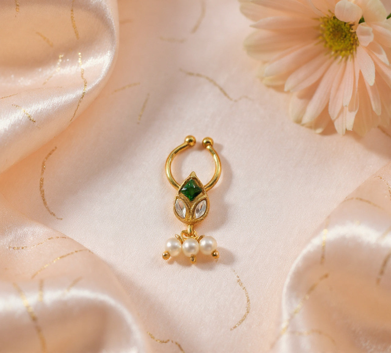 Kundan Septum Silver Nosepins 14