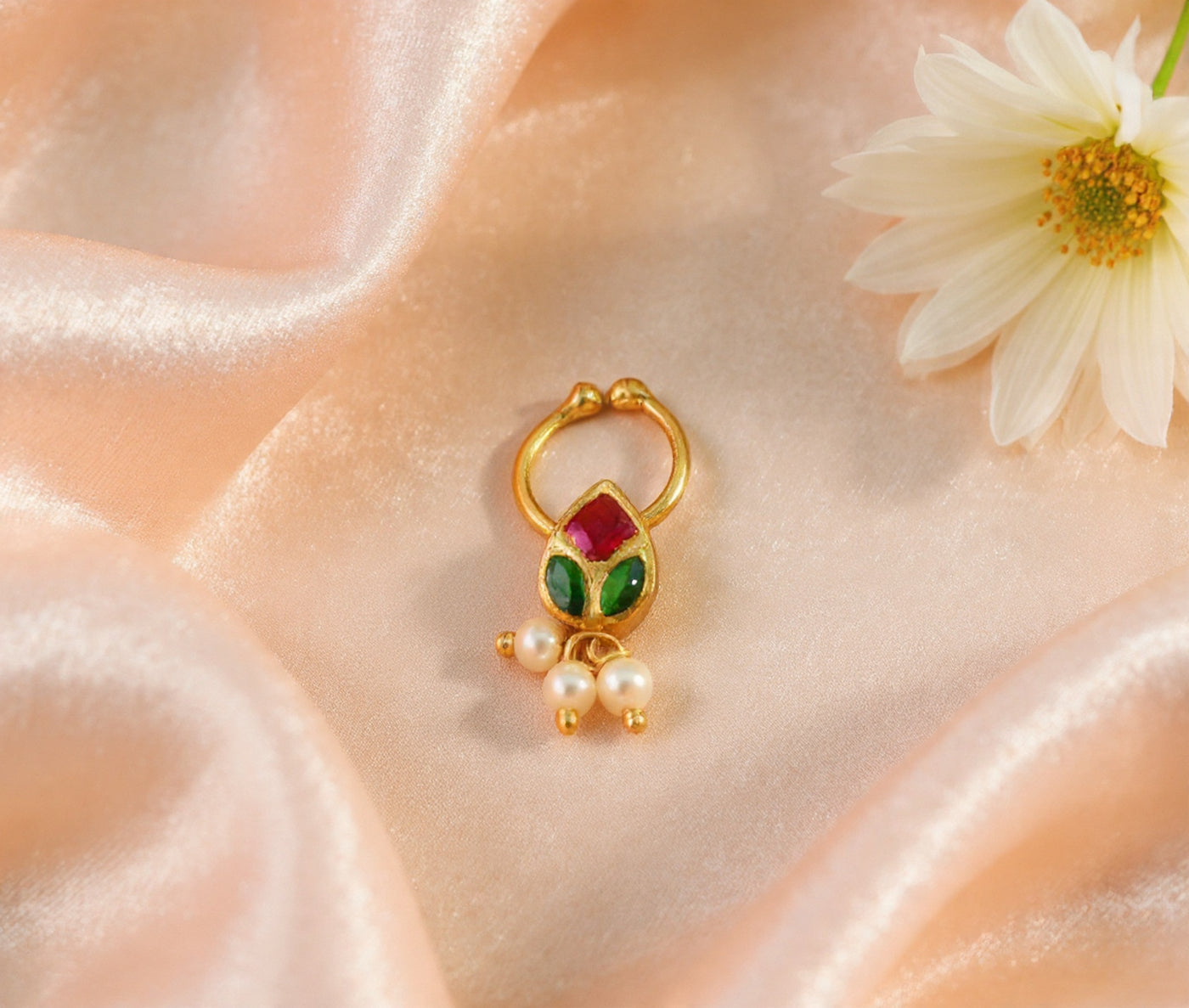 Kundan Septum Silver Nosepins 14