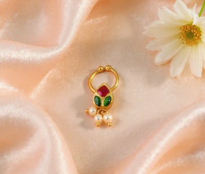 Kundan Septum Silver Nosepins 14