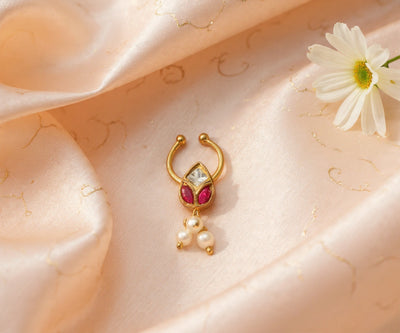 Kundan Septum Silver Nosepins 14