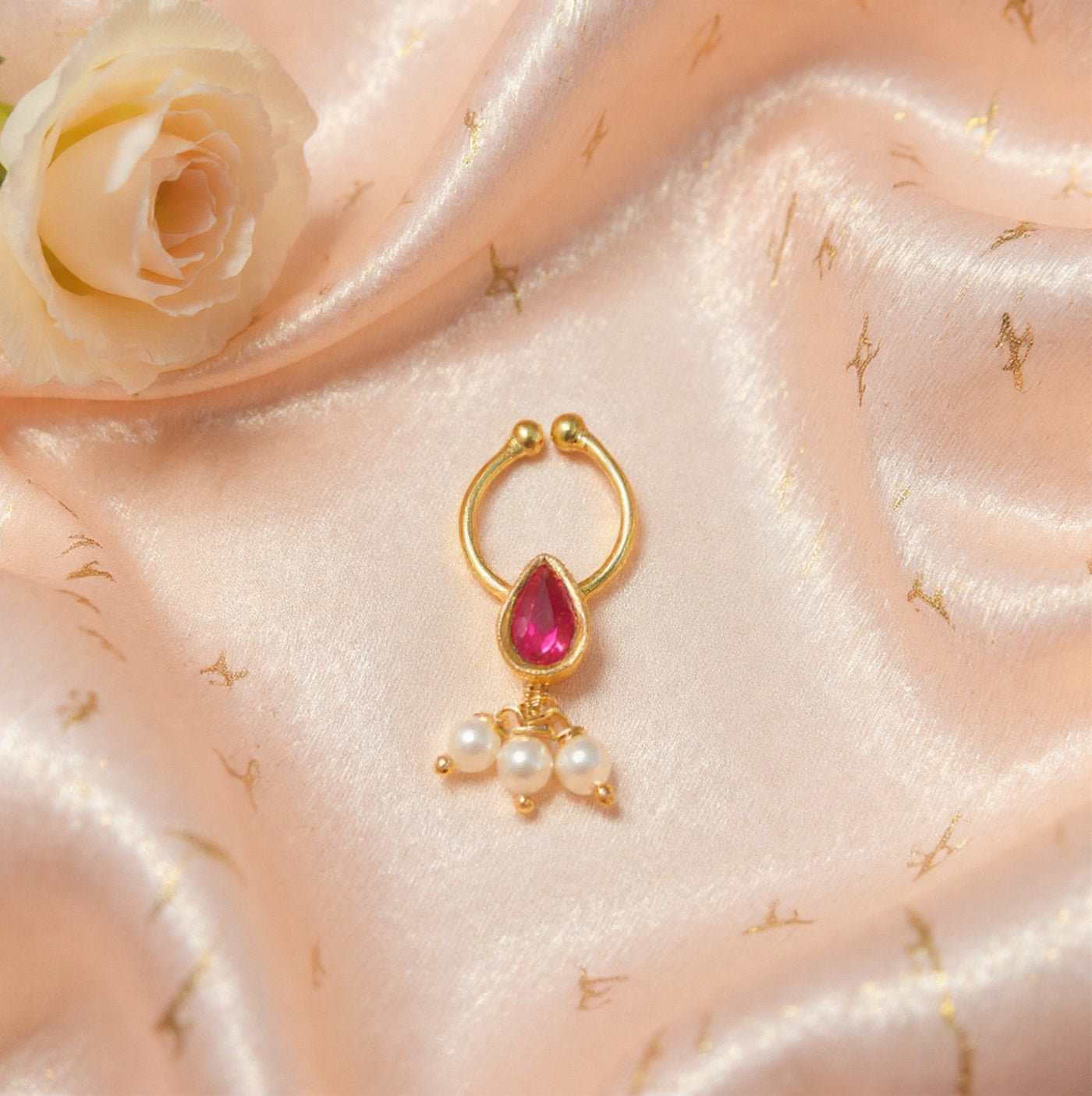 Kundan Septum Silver Nosepins 15