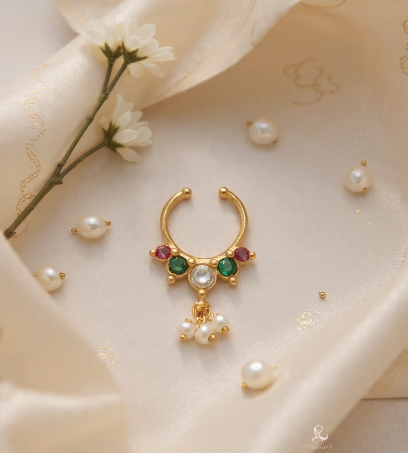 Kundan Septum Silver Nosepins 38