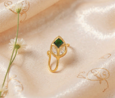 Kundan Upin Silver Nosepins