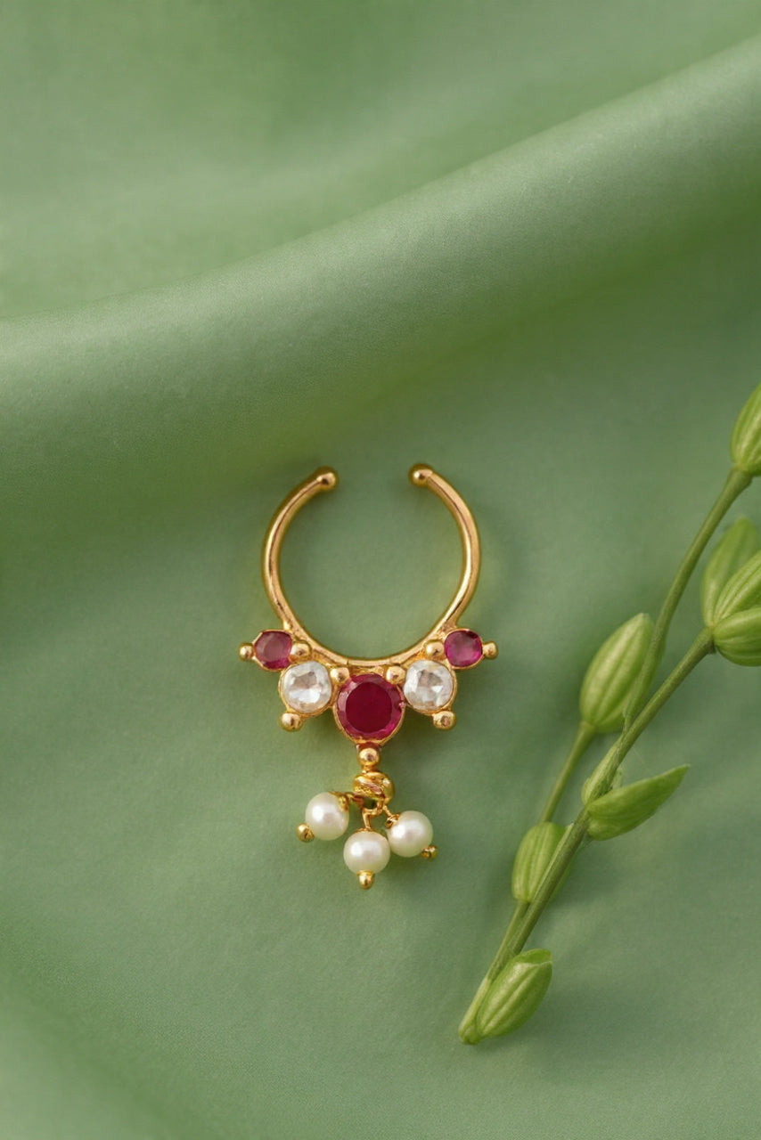 Kundan Septum Silver Nosepins 37