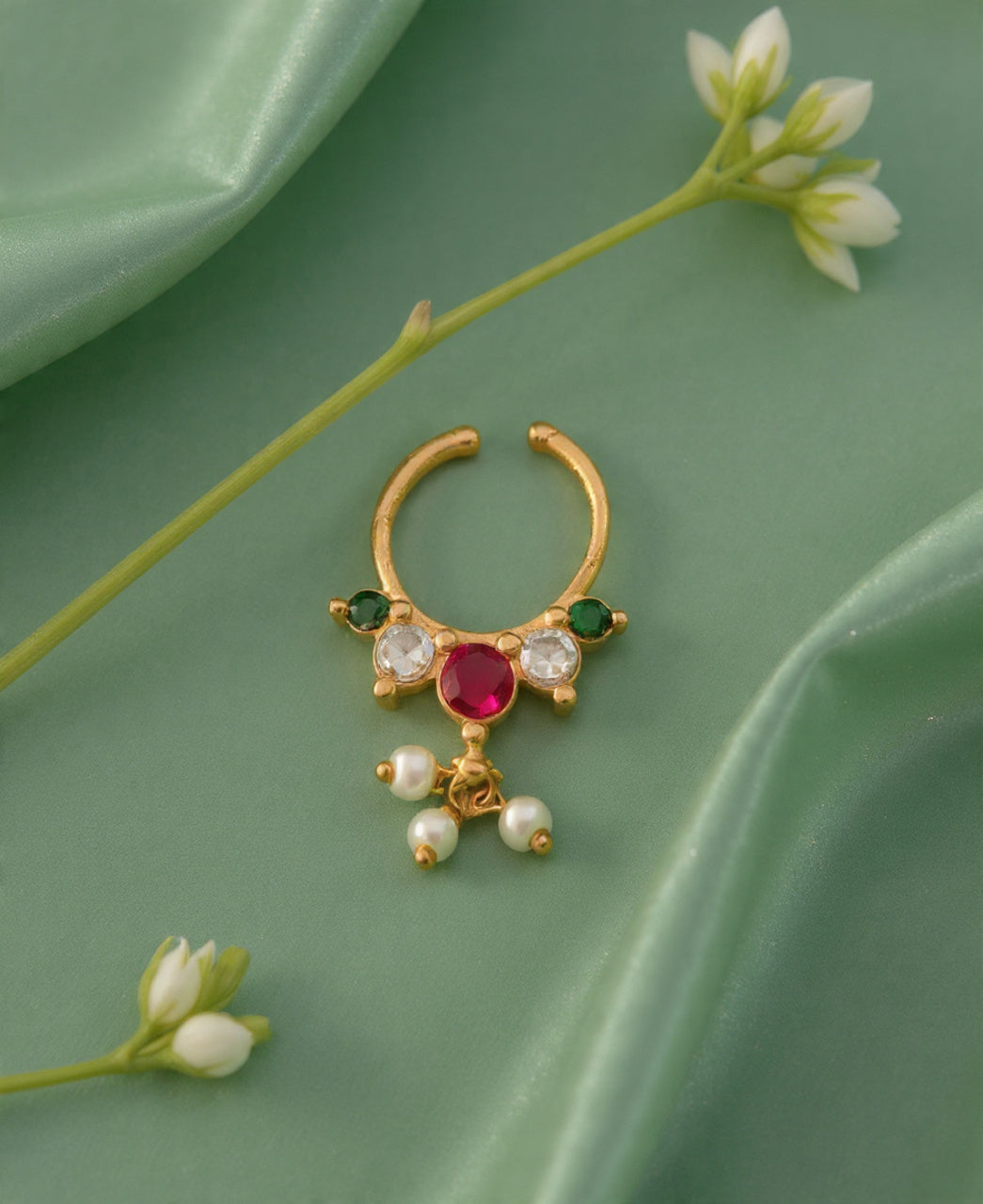 Kundan Septum Silver Nosepins 37