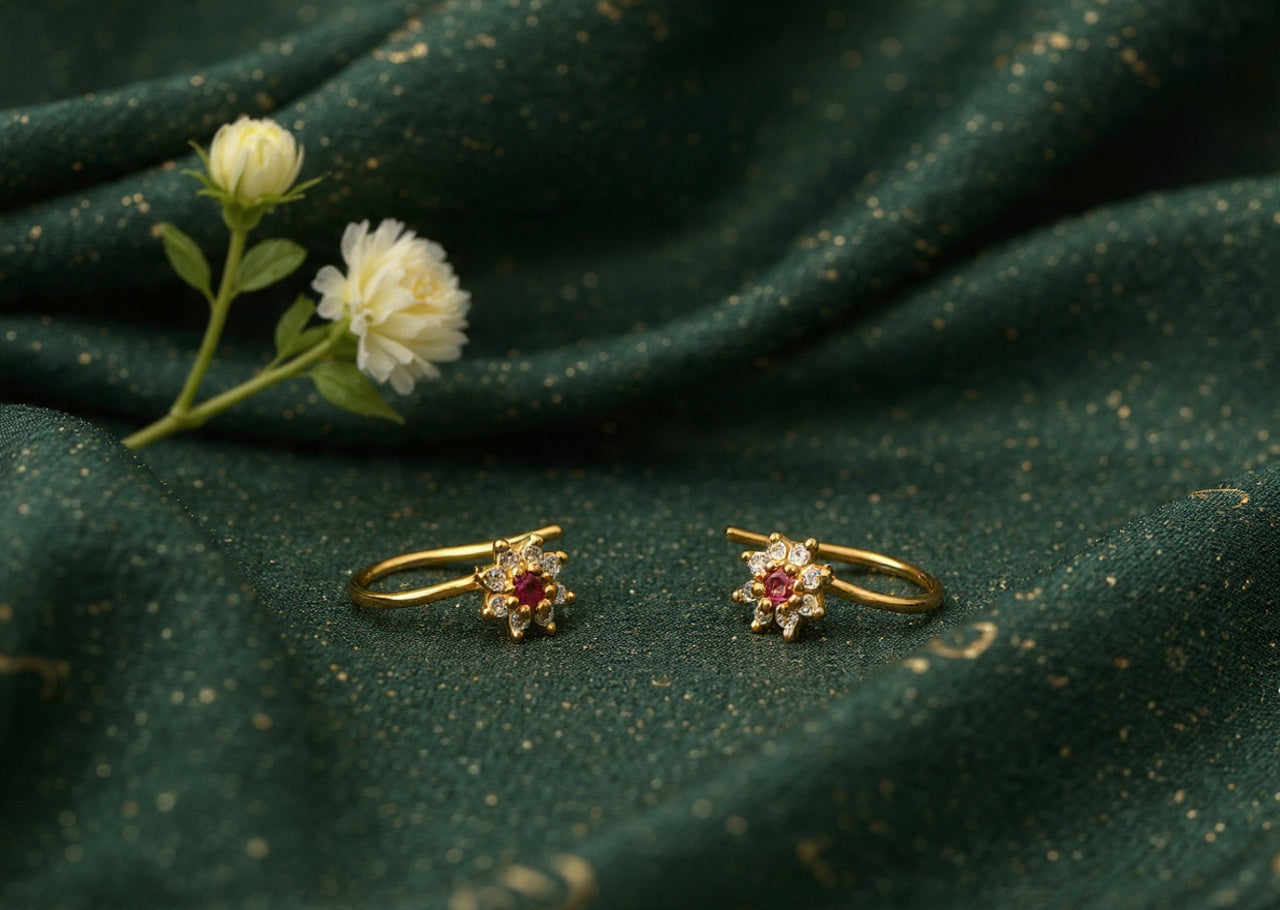 Phool Silver Bugadi Earrings