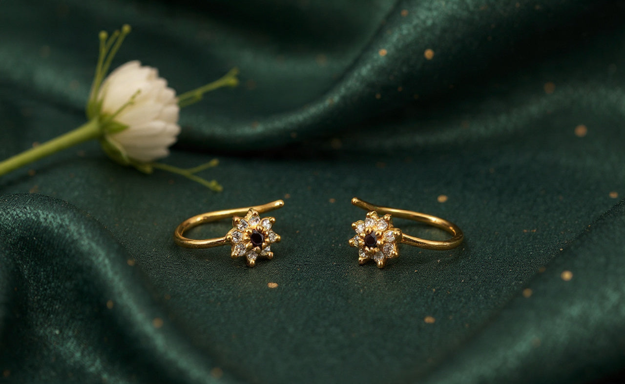 Phool Silver Bugadi Earrings