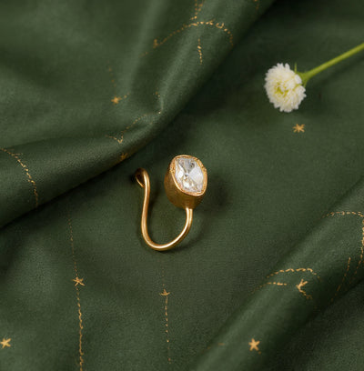 Kundan Oval Upin Silver Nosepins