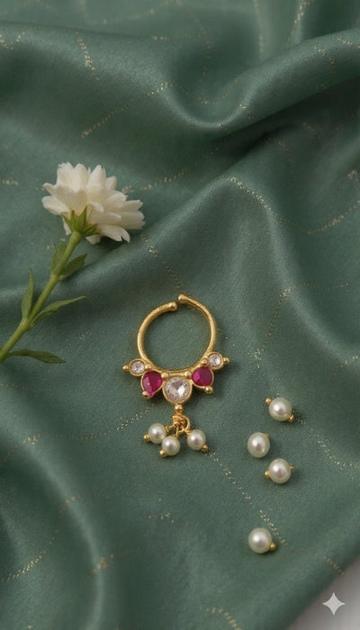 Kundan Septum Silver Nosepins 38