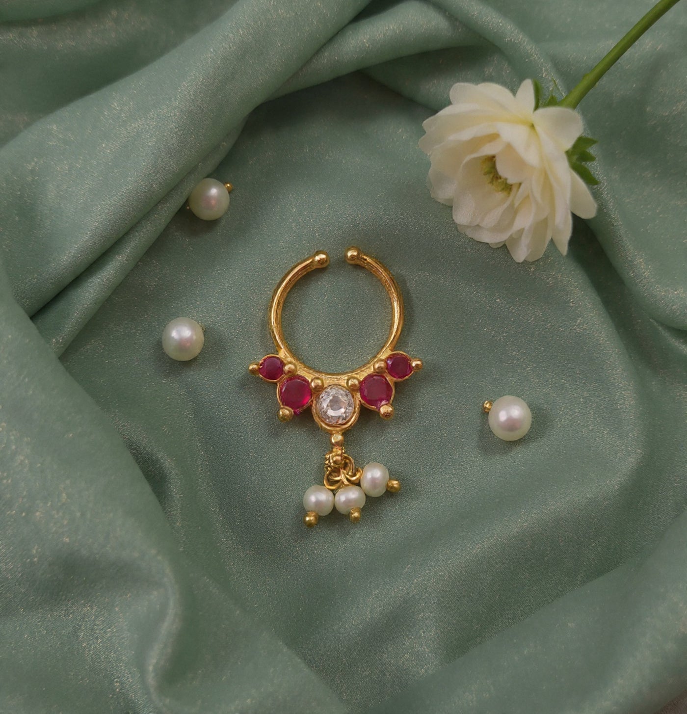 Kundan Septum Silver Nosepins 38