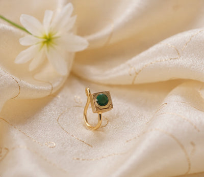 Kundan Square Silver Nosepins