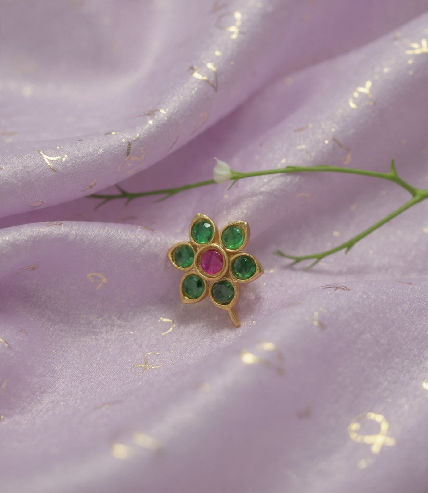 Kundan Silver Nosepins