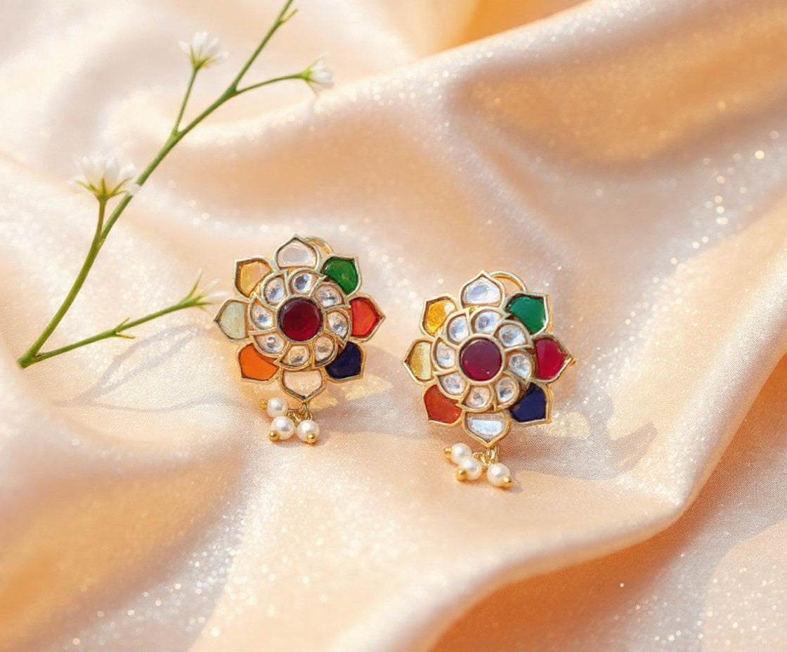 Kundan Petal Studs
