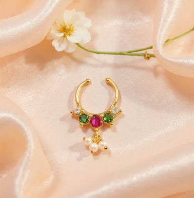 Kundan Septum Silver Nosepins 37