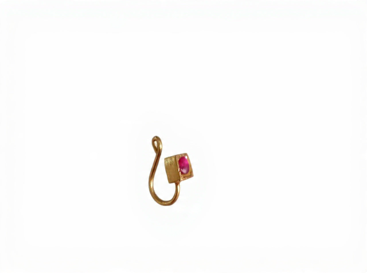 Kundan Square Upin 925 Silver Nose Pin for Women