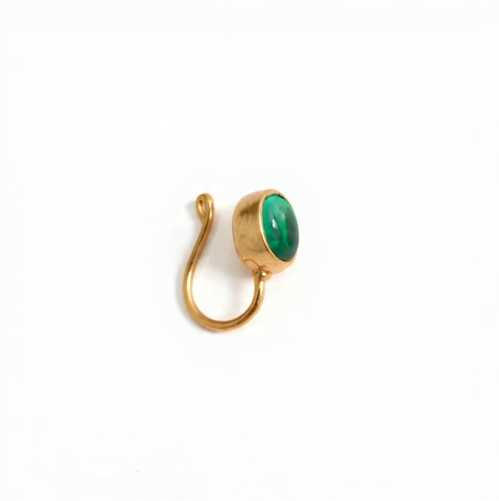 Kundan Oval Upin 925 Silver Nose Pin for Women