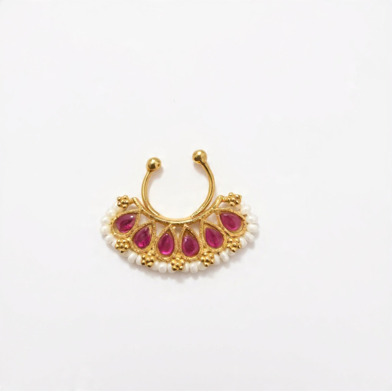 Silver 925 Kundan Septum Nose Pin