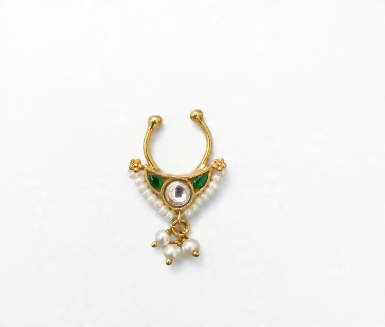 Silver 925 Kundan Septum Nose Pin 28
