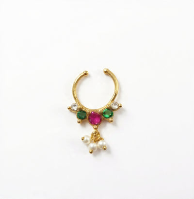 Kundan Septum Silver Nosepins 37