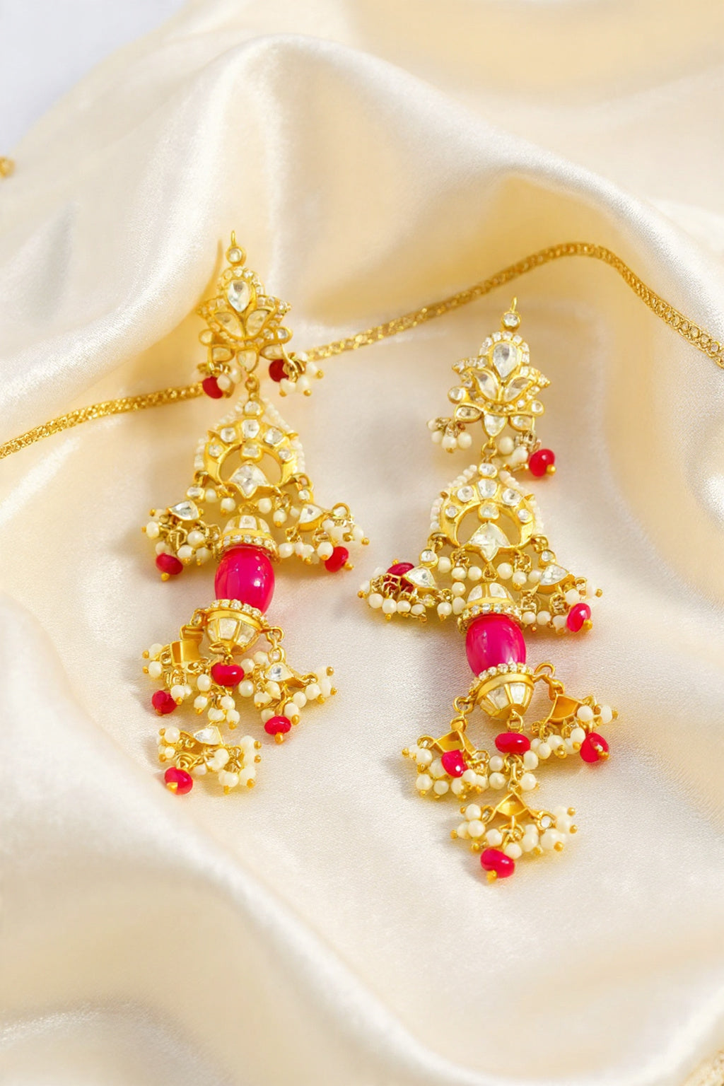 Riva Ruby Danglers Silver Earrings