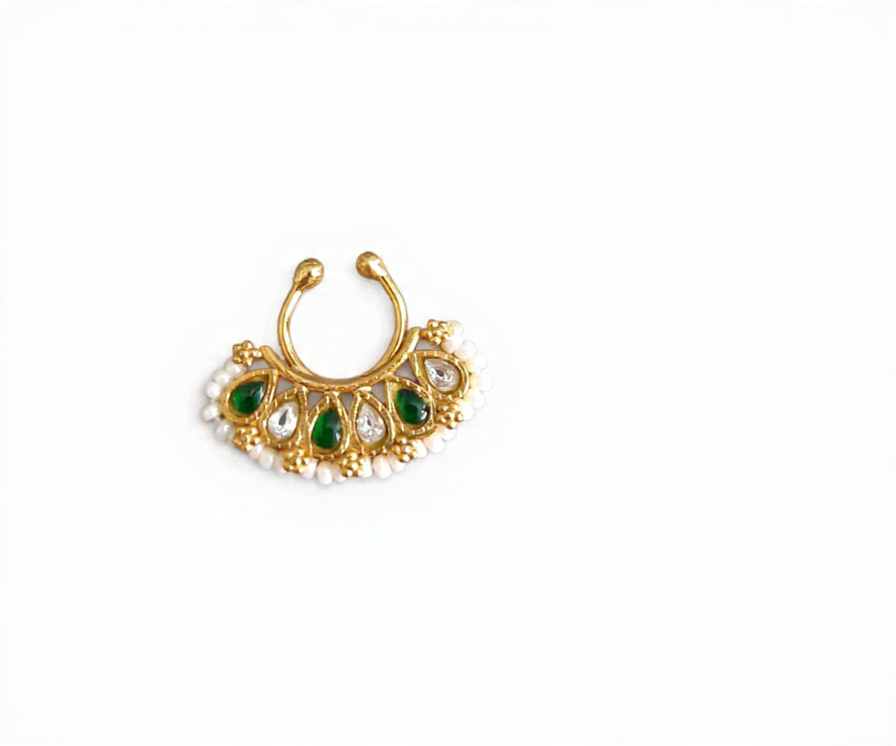 Silver 925 Kundan Septum Nose Pin