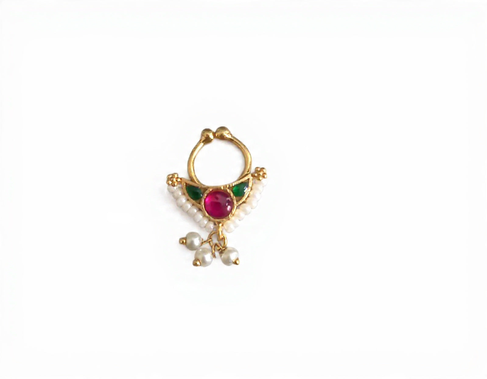 Silver 925 Kundan Septum Nose Pin 28