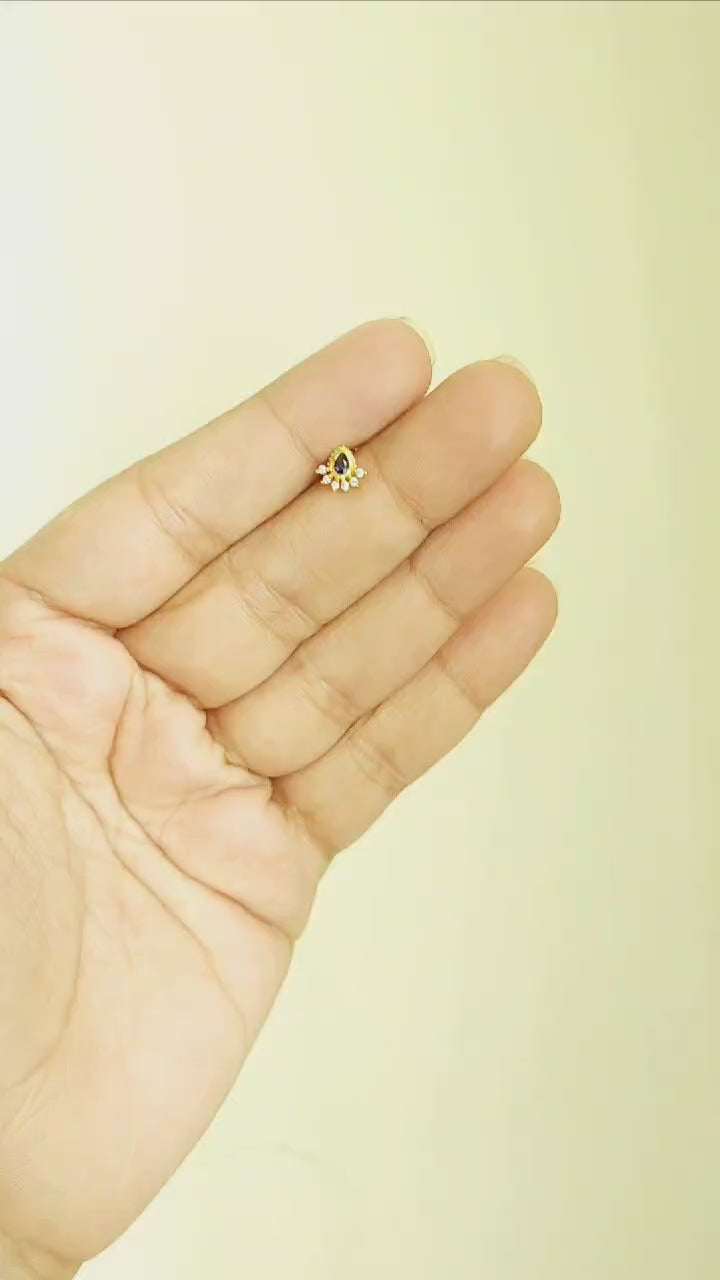 Pear drop Gold Nosepins