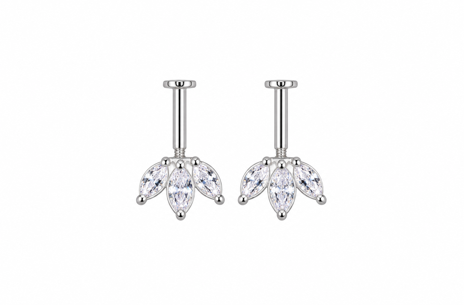 Three petal Silver Bugadi